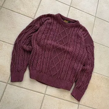 80s 90s 블랙택 에디 바우어 코튼 케이블 니트 스웨터