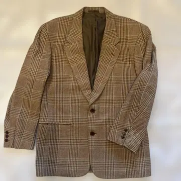알바타스 빈티지 브라운 계열 체크 테일러드 자켓