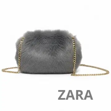 ZARA 퍼 숄더백 그레이 화이트