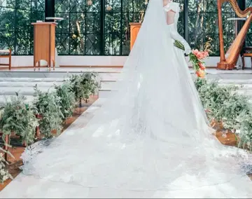 레이스 장식 롱 베일