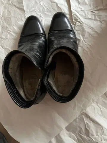 사이드 고어 부츠 블랙 가죽 퍼 포함