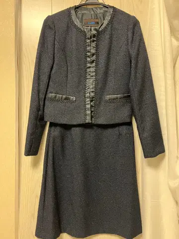 라메 믹스 다크 네이비 스커트 수트 입학식 졸업식 입학식 졸업식 세레모니