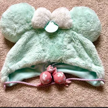 민트 그린 미키 모양 퍼 모자