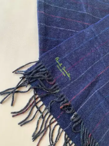 Paul Smith 캐시미어 울 스트라이프 머플러 네이비