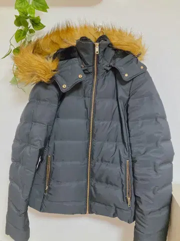 ZARA 네이비 퍼 포함 다운 자켓 숏 기장