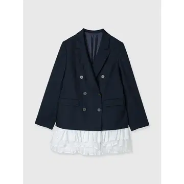 EIMY ISTOIRE 프릴 트림 자켓 원피스 네이비