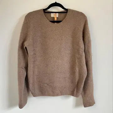 UNITED ARROWS 베이지 폭스 캐시미어 크루넥 스웨터