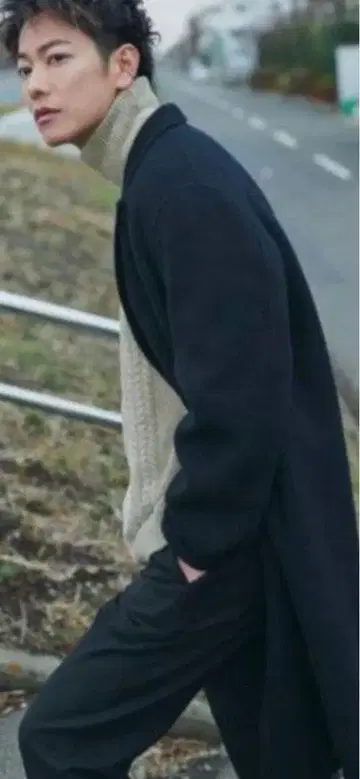 사토 타케루 ABYTS 울 리버 코트 블랙 사이즈 1