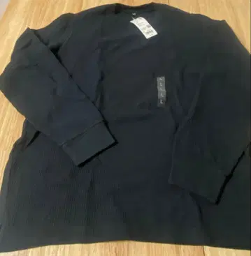 새상품 유니클로 와플 크루넥 티셔츠 블랙 L 466823