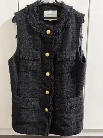 아르페쥬 스토리 트위드 베스트 베스트 골드 버튼 정품