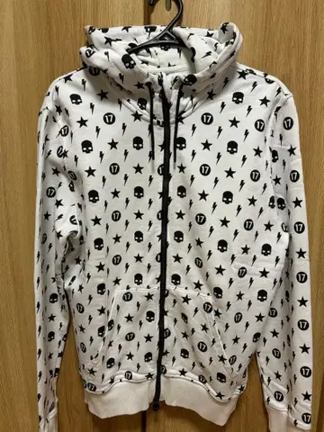 HYDROGEN 하이드로겐 스컬 별 패턴 후드티 L