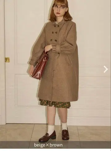 더블 버튼 미니 체크 코트/F i.n.t