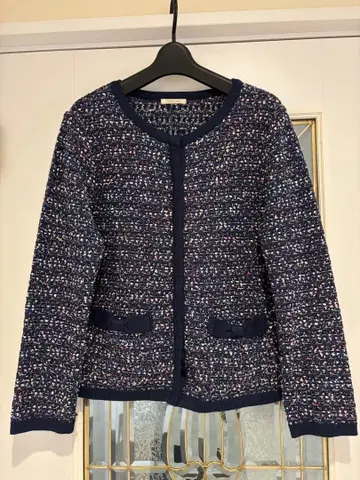 로즈 티아라 트위드풍 가디건 42 XL