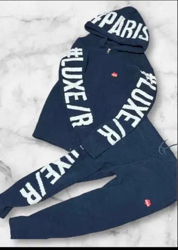 [ LUXE/R ] 보아 소재 셋업 / 네이비 / 빅 로고 / M