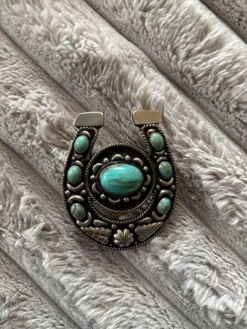 아메리카 원주민풍 말발굽 호스슈 터콰이즈풍 벨트 버클