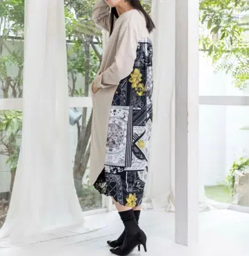 [] 패치워크풍 패턴 이소재 원피스 [주말 한정 할인 중]