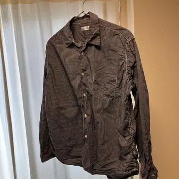 [ Sans limite ] 블랙 화이트 체크 긴팔 셔츠