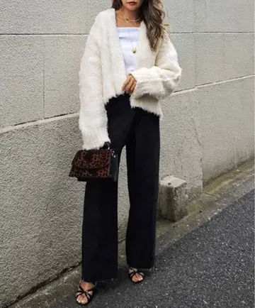 esutoreja*니트 컬러리스 자켓*가디건*아이보리