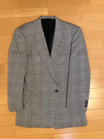 남성용 테일러드 자켓 격자 무늬 체크 무늬 모 75% 실크 25%