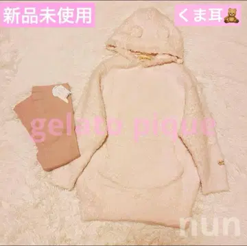 새상품 젤라또피케 곰돌이 귀 후드 부착 빅 실루엣 원피스 리브 레깅스