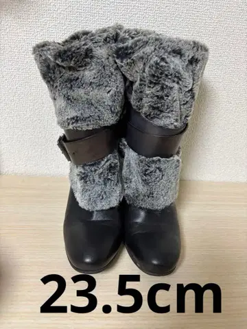 GANZO 퍼 벨트 부츠 블랙 37 이탈리아제 23.5