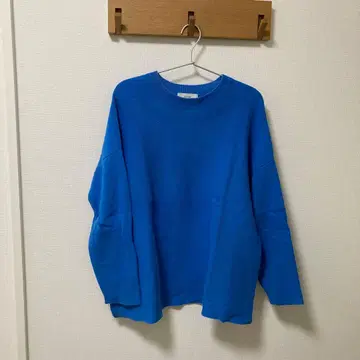 SLOBE 파랑 코튼 혼방 긴팔 니트