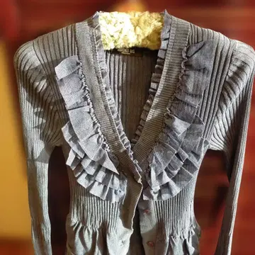 HIROKO BIS 다크 블루 프릴 가디건