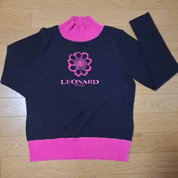 LEONARD SPORT 블랙 핑크 긴팔 니트