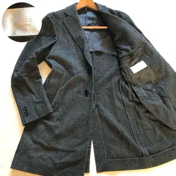 미사용급/L 상당 에디피스 캐시미어 체스터 코트 헤링본 그레이