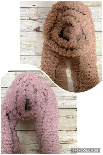 손뜨개질 머플러 브라운 & 핑크 2개 세트