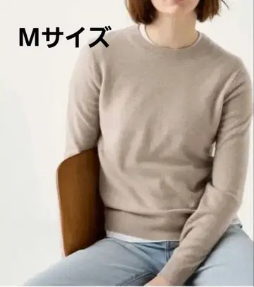 유니클로 캐시미어 크루넥 니트 베이지 M UNIQLO