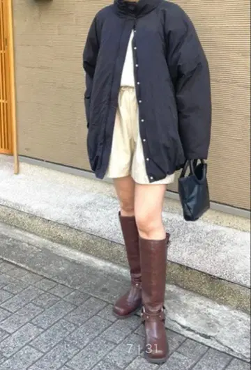 언그리드 충전솜 아우터 몬스터 코트 미들 기장 충전솜 루즈 블루종