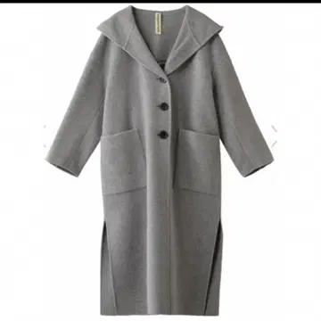 Nagonstans 그레이 후드 부착 롱 코트