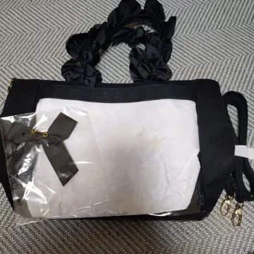 자카마트 핸들 프릴 토트백 A4 블랙 2WAY