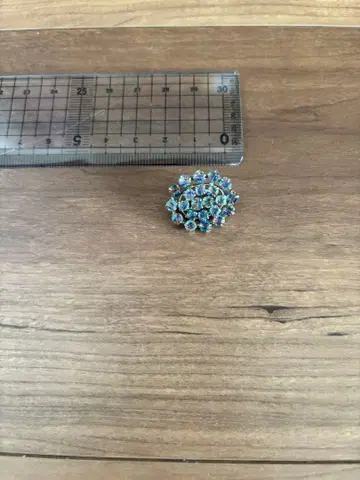 아이리스 유리 타원형 브로치 약 3cm 앤티크