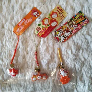 지역 한정 키티 히로시마 한정 모미지 만주 네즈케 스트랩 3개 세트 레어