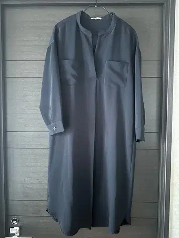 PLST 네이비 7부 소매 원피스 허리 벨트 포함