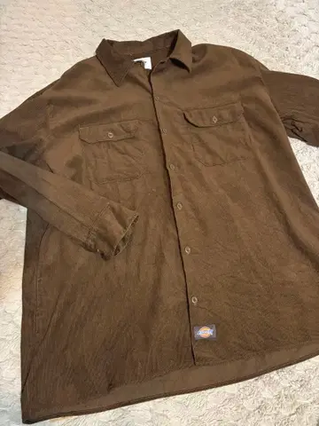 디키즈 워크 셔츠 긴팔 L 브라운 코듀로이 스트릿