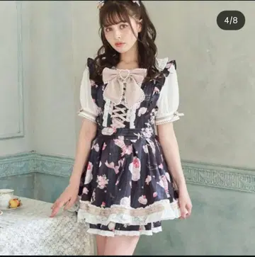 리즈리사 LIZLISA salon de fraise 패턴 셋업 블랙