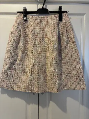 TOCCA 트위드 무릎 기장 플레어 스커트 핑크 계열