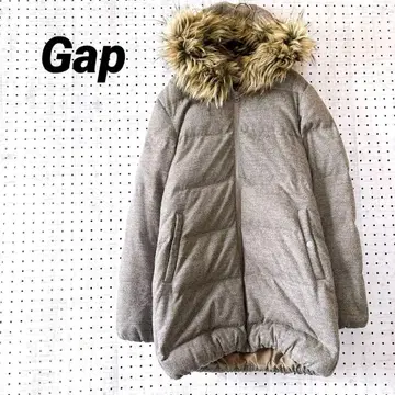 갭 인조 모피 후드 다운 코트 코쿤 실루엣 (S) 브라운 계열