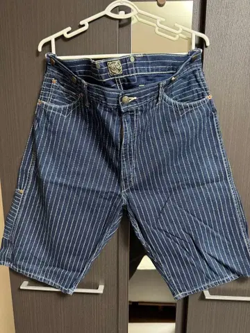 SUGAR CANE 스트라이프 데님 숏팬츠