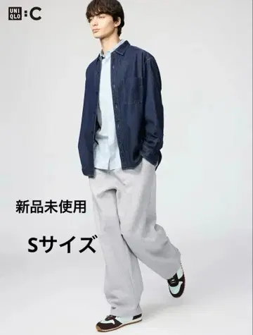 UNIQLO C 맨투맨 와이드 팬츠 S 그레이 택 포함 미사용 새상품