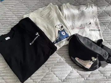 CONVERSE 스누피 콜라보 T셔츠 3종 및 웨스트 파우치