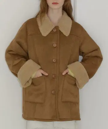 GIUNON 조절 슬리브 무스탕 코트