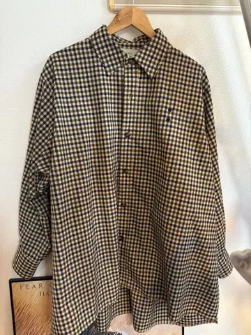 JieDa 브라운 계열 체크 긴팔 셔츠