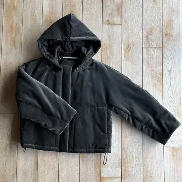 tenne handcrafted modern 벨벳 후드 자켓 블랙