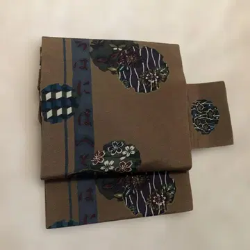 나고야 오비 전체 무늬 크레이프 원단 순수 실크