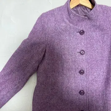 울 코트 트위드풍 스탠드 칼라 A라인 체크 무늬 안감