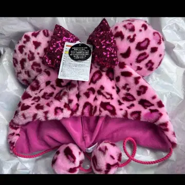 디즈니 미니 팬캡 레오파드 무늬 표범 무늬 레오파드 무늬 핑크